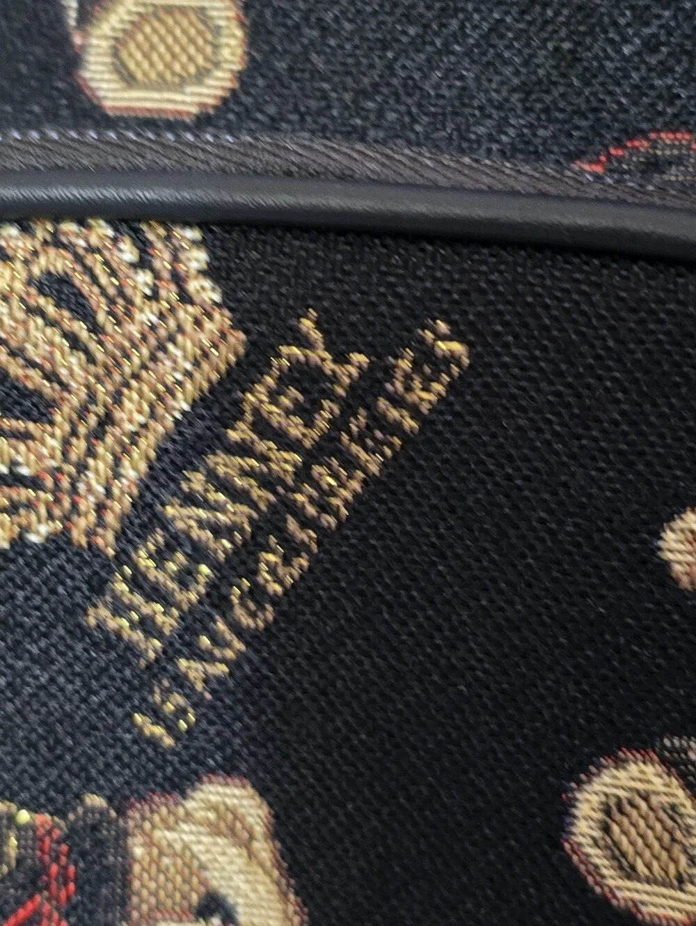 Henney Bear Black Teddy & Crown Print Messenger Bag